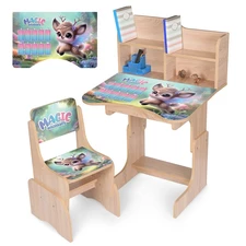 Детская парта N 2071-27-3 Олененок, со стульчиком, регулируется высота, дуб сонома