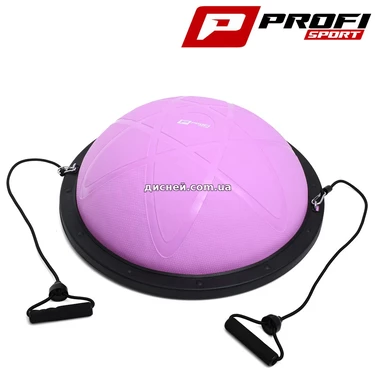 Спортивный инвентарь MS 2609-11 балансировочная платформа Bosu, эспандер, насос, розовая