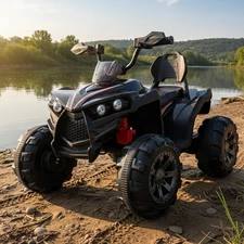 Детский квадроцикл M 6294 EL-2 черный, два мотора, мягкое сиденье фото 37