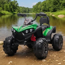 Квадроцикл для детей M 6294 EL-5 зеленый, EVA колеса, кожаное сиденье