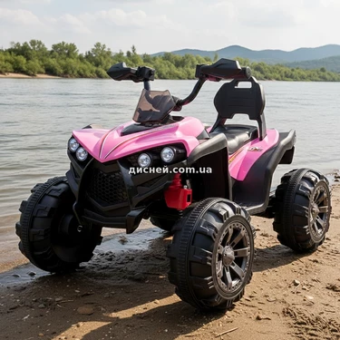 Квадроцикл для детей M 6294 EL-8 розовый, EVA колеса, кожаное сиденье