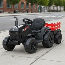Детский трактор M 6295 EBLR-2 электромобиль, с прицепом, черный