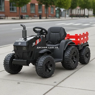Детский трактор M 6295 EBLR-2 электромобиль, с прицепом, черный
