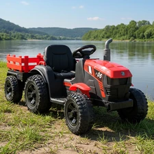 Детский трактор M 6295 EBLR-3 электромобиль, с прицепом, красный купить