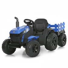 Детский электромобиль M 6295 EBLR-4 трактор с прицепом, синий фото 14