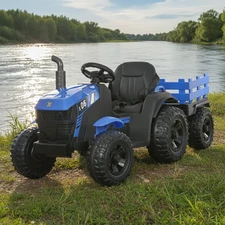 Детский электромобиль M 6295 EBLR-4 трактор с прицепом, синий купить