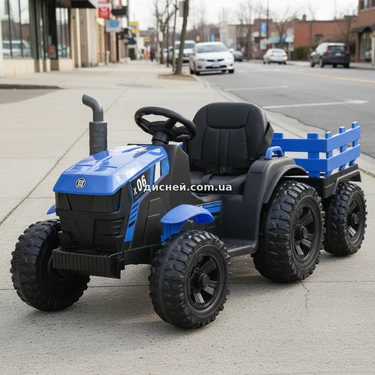 Детский электромобиль M 6295 EBLR-4 трактор с прицепом, синий