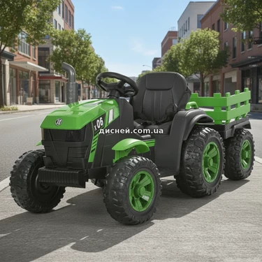 Детский электромобиль M 6295 EBLR-5 трактор с прицепом, зеленый
