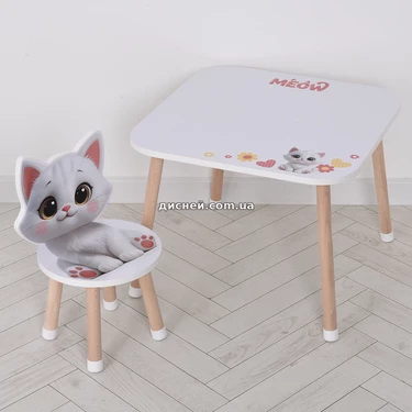 Столик со стульчиком M 502-2 котенок, деревянный