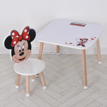 Столик со стульчиком M 502-8-1 деревянный, Минни Маус