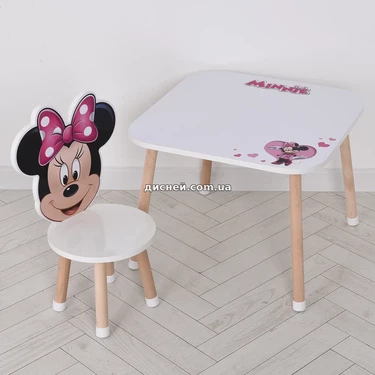 Столик со стульчиком M 502-8-2 деревянный, Минни Маус