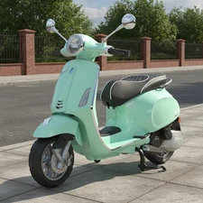 Детский мотоцикл M 6288 EL-15 скутер Vespa, 2 мотора, бирюзовый