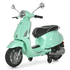 Детский мотоцикл M 6288 EL-15 скутер Vespa, 2 мотора, бирюзовый фото 14