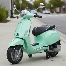 Детский мотоцикл M 6288 EL-15 скутер Vespa, 2 мотора, бирюзовый купить