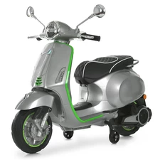 Детский мотоцикл M 6288 EL-11-5 скутер Vespa, 2 мотора, серо-зеленый фото 14