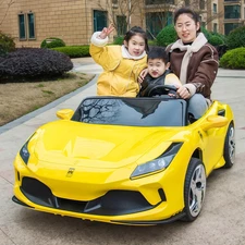 Двухместный детский электромобиль M 6197 EBLR-6 (24V) Ferrari, желтый