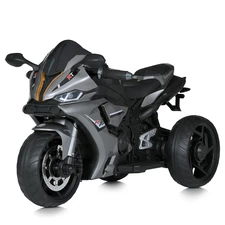 Детский мотоцикл M 5823 EL-11 Yamaha серый, 2 мотора, кожаное сиденье