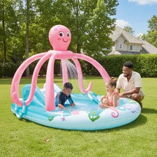 Надувной игровой центр Intex 56138 с горкой, 234 х 183 х 150 см., Осьминог