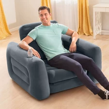 Надувное велюр кресло Intex 66551, 224 х 117 х 66 см., подстаканник купить