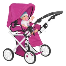 Коляска для куклы Carrello Unico 9346 Hot Pink малиновая, с сумочкой фото 14