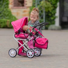 Коляска для куклы Carrello Unico 9346 Hot Pink малиновая, с сумочкой купить