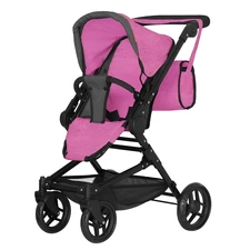 Коляска для куклы 3 в 1 Carrello Magia 9636 Rose red, малиновая, с сумочкой