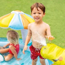 Надувной игровой центр Intex 57165, 201 х 170 х 84 см., Крокодил, с горкой фото 14