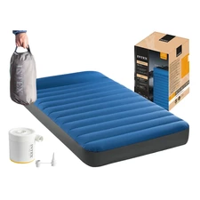 Надувной велюр матрас Intex 64011, 191 х 99 х 22 см, с USB насосом