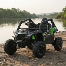 Детский электромобиль багги JS 330 EBLR-2-5 (24V) черно-зеленый, Kawasaki, 4 мотора