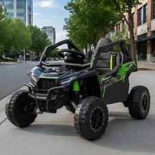 Детский электромобиль багги JS 330 EBLR-2-5 (24V) черно-зеленый, Kawasaki, 4 мотора купить