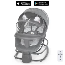 Убаюкивающий центр - шезлонг 8087 серый, 2 в 1, пульт, USB