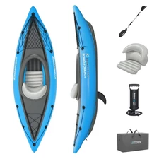 Надувная лодка - байдарка Bestway 65115, одноместная, Cove Champion, 275 х 81 см. фото 41