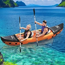 Надувная лодка - байдарка Bestway 65077, двухместная, Lite-Rapid X2 Kayak, 321 х 88 х 41 см.