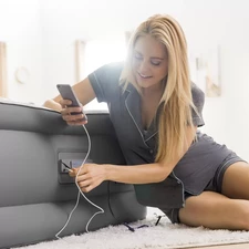 Надувная велюр кровать Intex 64926 с электронасосом, 203 х 152 х 46 см. фото 31