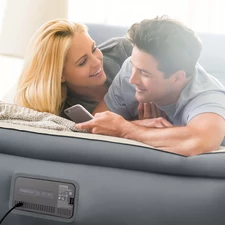 Надувная велюр кровать Intex 64926 с электронасосом, 203 х 152 х 46 см. фото 63