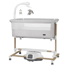 Детская кроватка - качалка Carrello Bloom CRL-10304 Silk Beige Wooden серо-бежевая