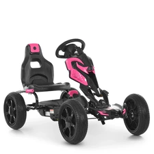 Детский карт 1504-2-8 черно-розовый педальный с EVA колесами
