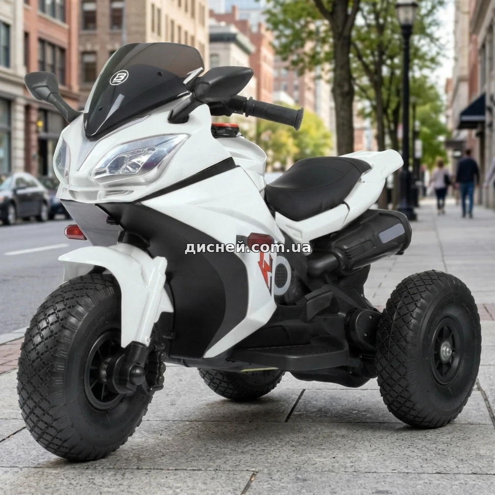 Дитячий мотоцикл Bambi M 4840ALR-1 білий з пультом управління