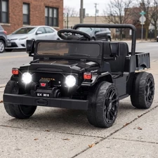 Детский электромобиль джип M 6308EBLR-2 черный с двумя моторами