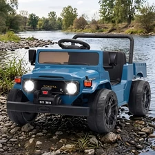 Детский электромобиль джип M 6308EBLR-4 синий с двумя моторами фото 92