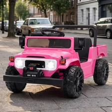 Детский электромобиль джип M 6308EBLR-8 розовый с двумя моторами