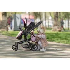 Коляска для куклы Carrello Fortuna 9695 Purple фиолетовая 2 в 1 с сумочкой фото 54