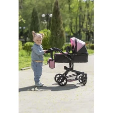 Коляска для куклы Carrello Fortuna 9695 Rose red малиновая 2 в 1 с сумочкой фото 63