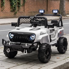 Детский электромобиль джип M 6325EBLR-1 белый с мягким сиденьем