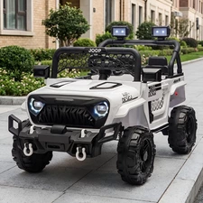 Детский электромобиль джип M 6325EBLR-1 белый с мягким сиденьем купить