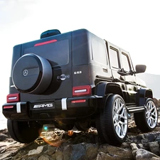 Детский электромобиль джип M 6236EBLR-2 черный Mercedes с кожаным сиденьем фото 14