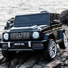 Детский электромобиль джип M 6236EBLR-2 черный Mercedes с кожаным сиденьем фото 86