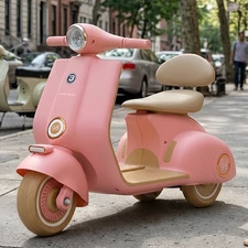 Детский мотоцикл скутер M 6327L-8 розовый мягкое сиденье со спинкой