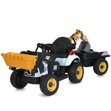 Детский электромобиль трактор M 6027EBLR-4 синий с прицепом