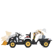 Детский электромобиль трактор M 6027EBLR-4 синий с прицепом купить